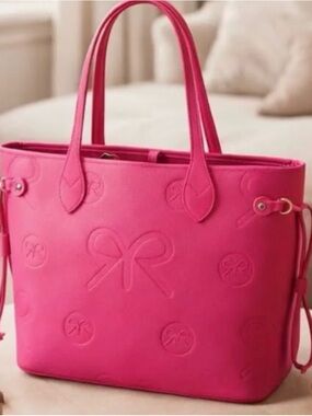 Hot Pink Embossed Bow Tote Bag - Women